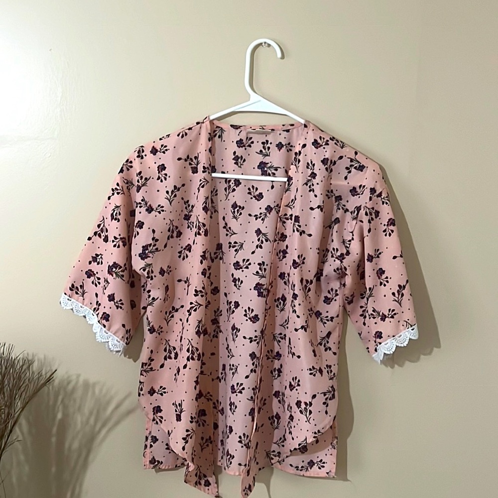 Self Esteem Vintage Cárdigan Size L Rosa White Floral Print